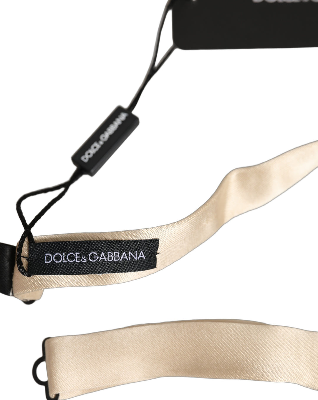 Dolce &amp; Gabbana Men Beige 100% Silk Adjustable Neck Papillon Bow Tie