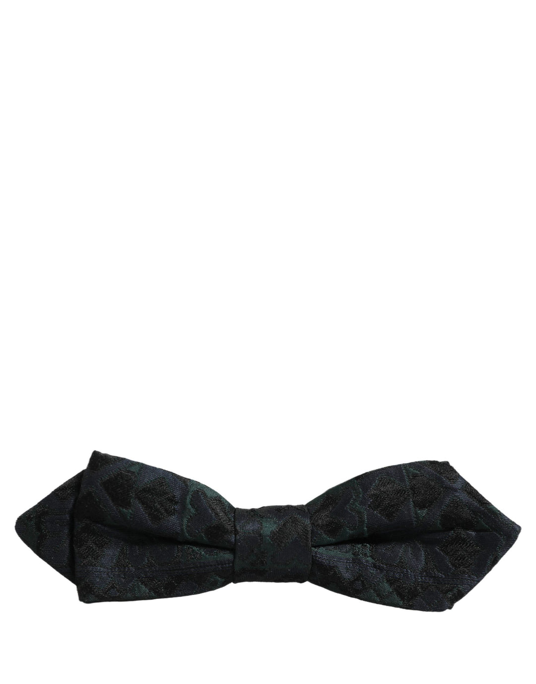 Dolce &amp; Gabbana Men Black Green Paisley Adjustable Neck Papillon Bow Tie