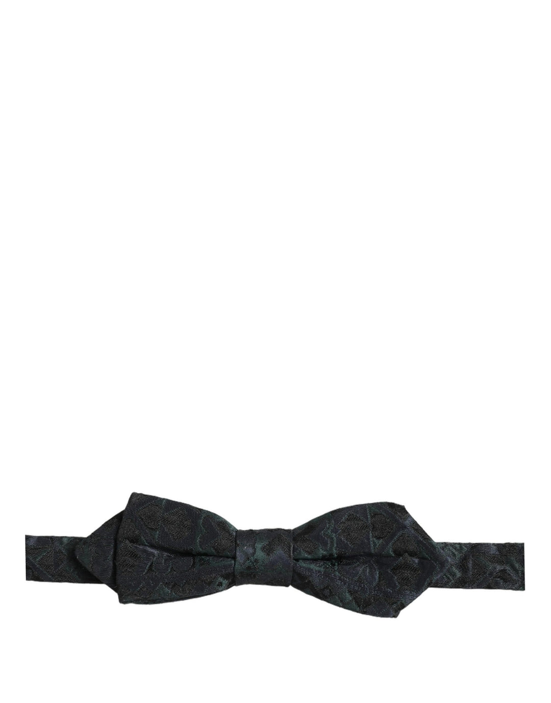 Dolce &amp; Gabbana Men Black Green Paisley Adjustable Neck Papillon Bow Tie