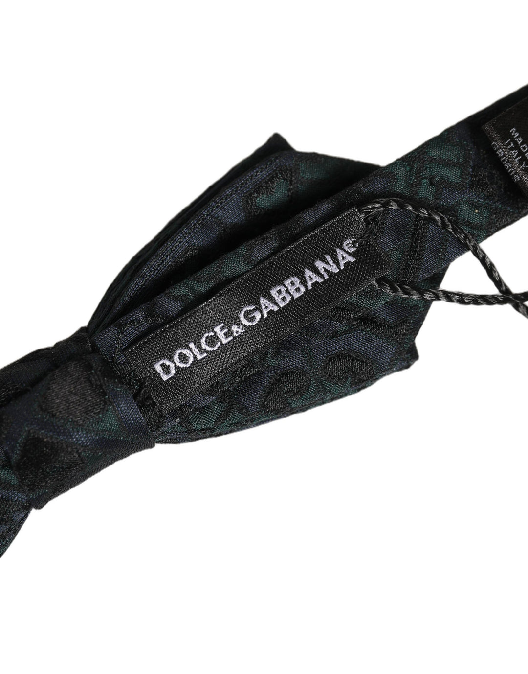 Dolce &amp; Gabbana Men Black Green Paisley Adjustable Neck Papillon Bow Tie