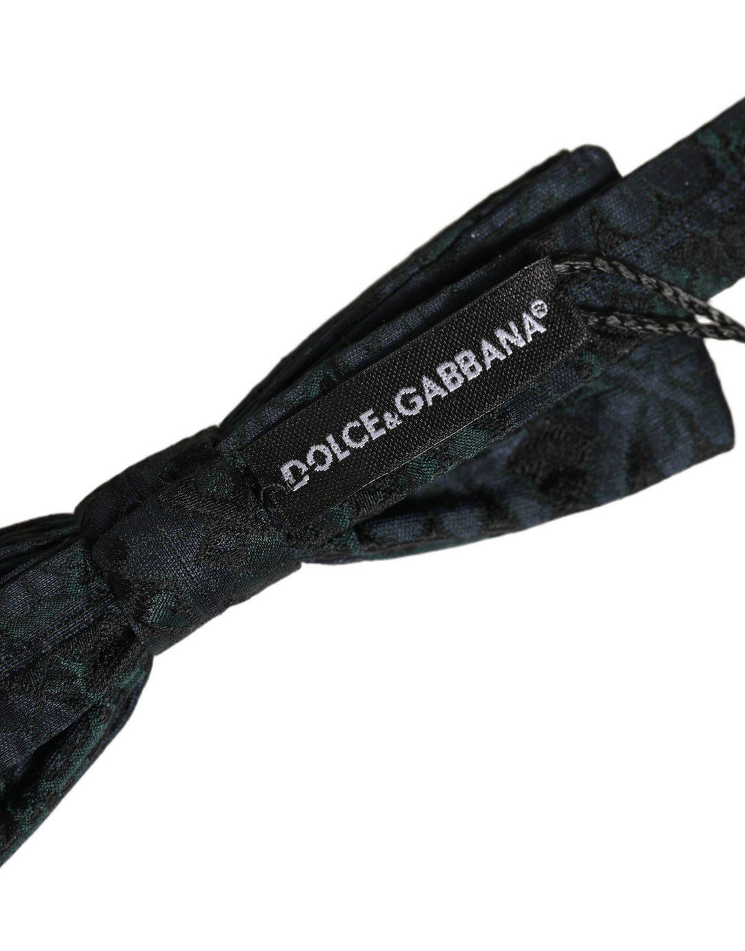Dolce &amp; Gabbana Men Black Green Paisley Adjustable Neck Papillon Bow Tie