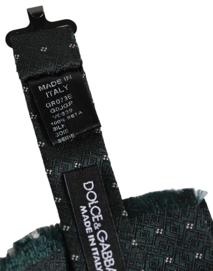 Dolce &amp; Gabbana Men Green Patterned Adjustable Neck Papillon Bow Tie