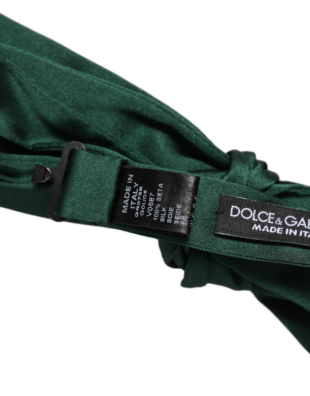 Dolce &amp; Gabbana Men Dark Green Silk Adjustable Neck Papillon Bow Tie