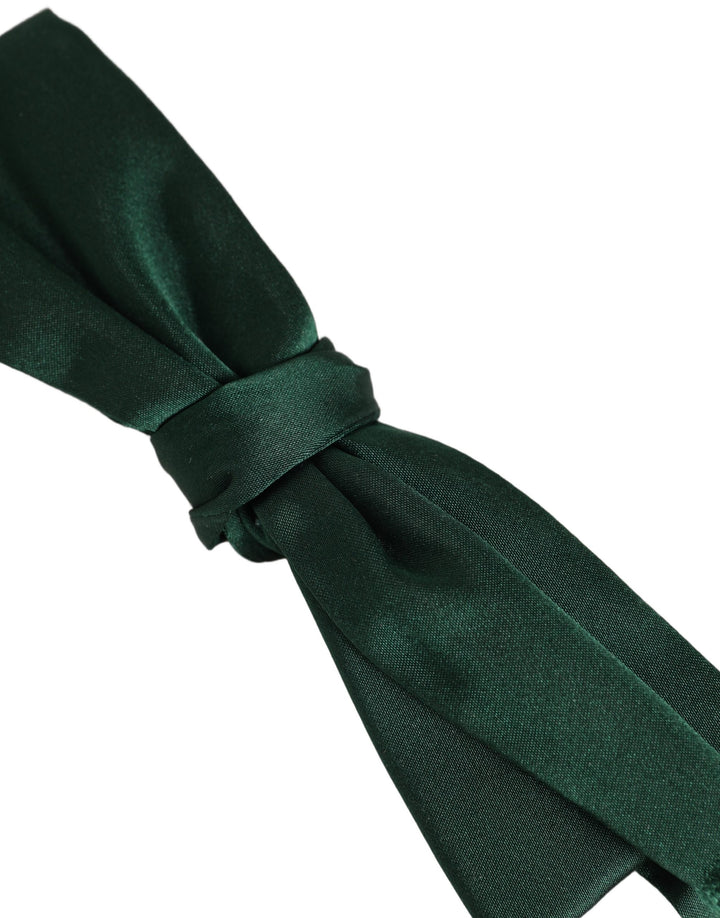 Dolce &amp; Gabbana Men Dark Green Silk Adjustable Neck Papillon Bow Tie
