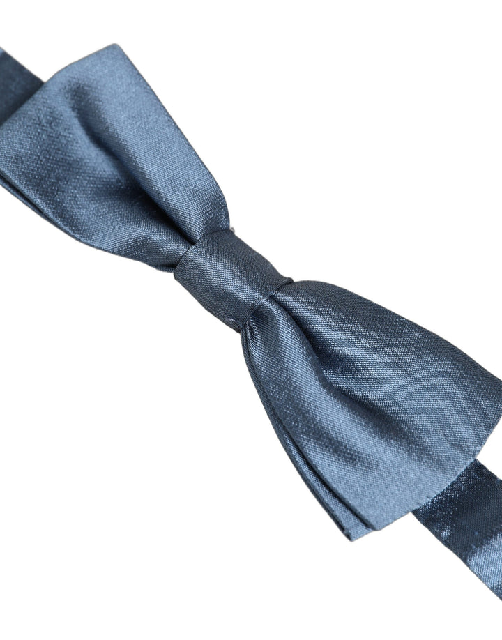 Dolce &amp; Gabbana Men Light Blue Silk Adjustable Neck Papillon Bow Tie