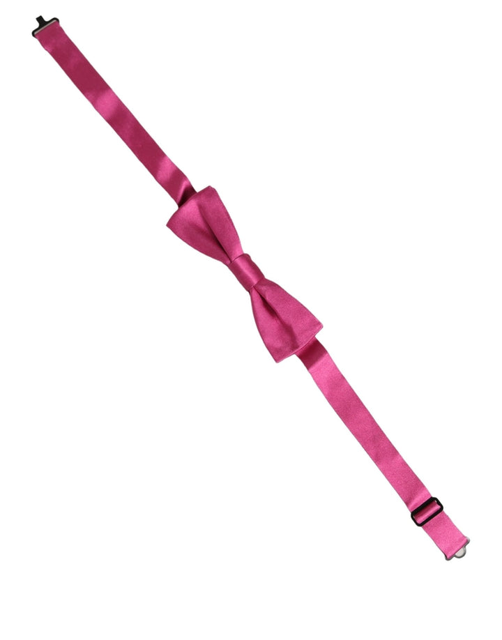 Dolce &amp; Gabbana Men Pink 100% Silk Adjustable Neck Papillon Bow Tie