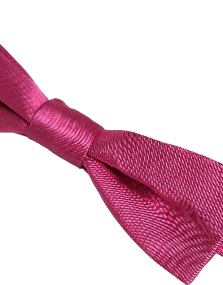 Dolce &amp; Gabbana Men Pink 100% Silk Adjustable Neck Papillon Bow Tie