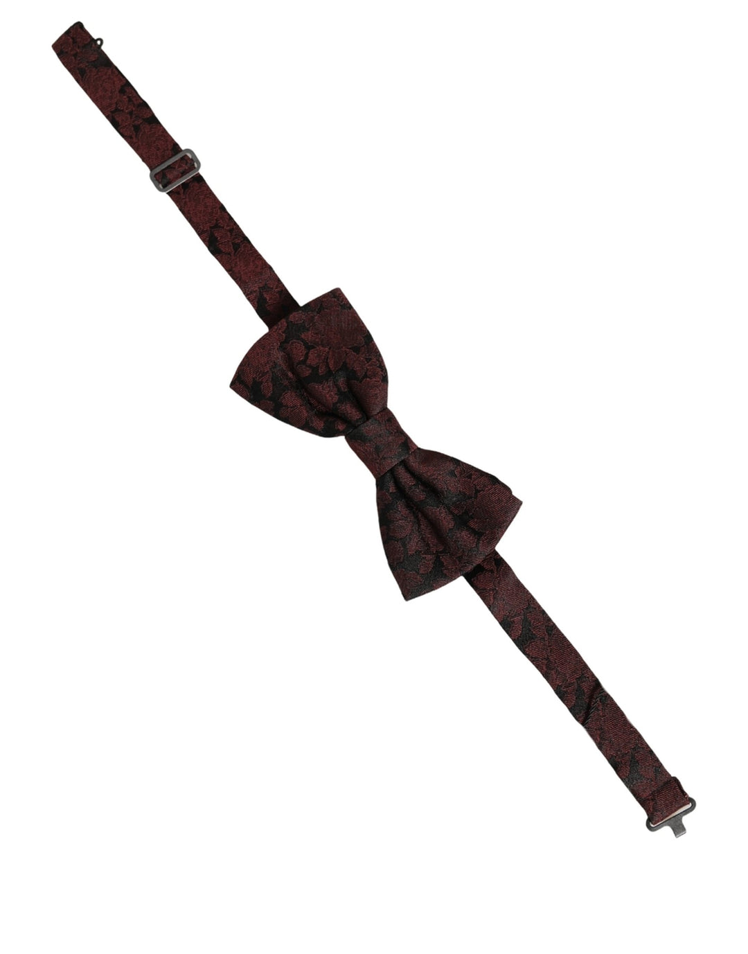 Dolce &amp; Gabbana Men Maroon Floral Silk Adjustable Neck Bow Tie