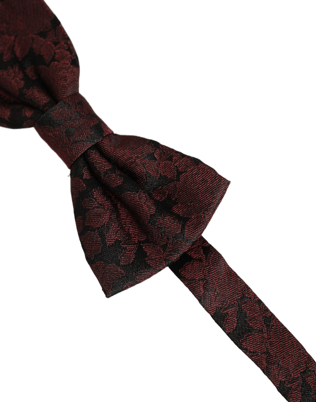 Dolce &amp; Gabbana Men Maroon Floral Silk Adjustable Neck Bow Tie