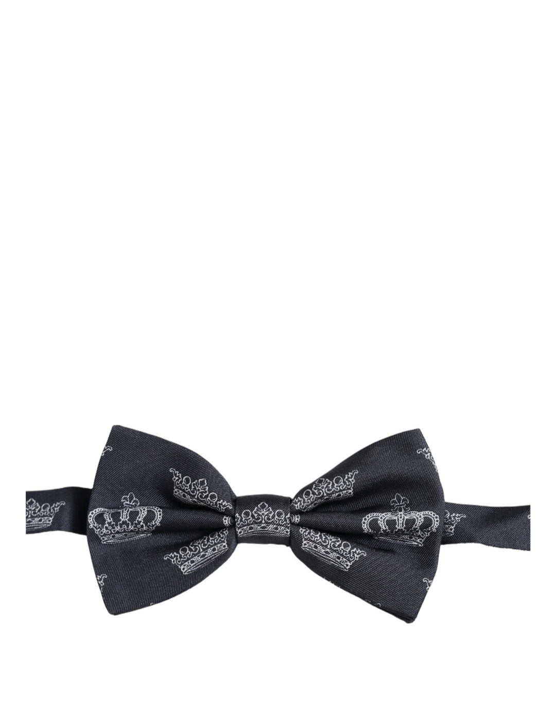 Dolce &amp; Gabbana Men Black Crown Silk Adjustable Neck Papillon Bow Tie