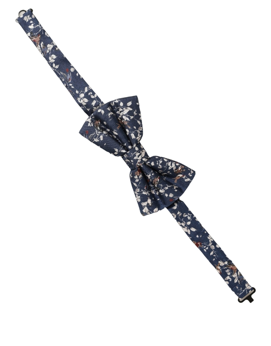 Dolce &amp; Gabbana Men Navy Blue Floral Adjustable Neck Papillon Bow Tie