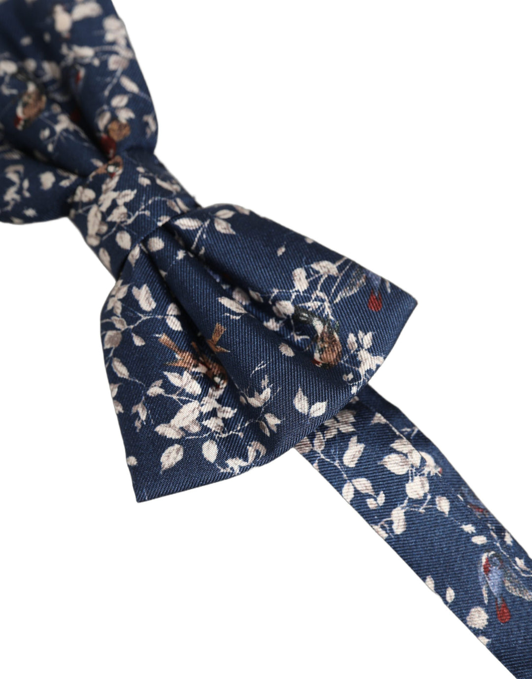 Dolce &amp; Gabbana Men Navy Blue Floral Adjustable Neck Papillon Bow Tie
