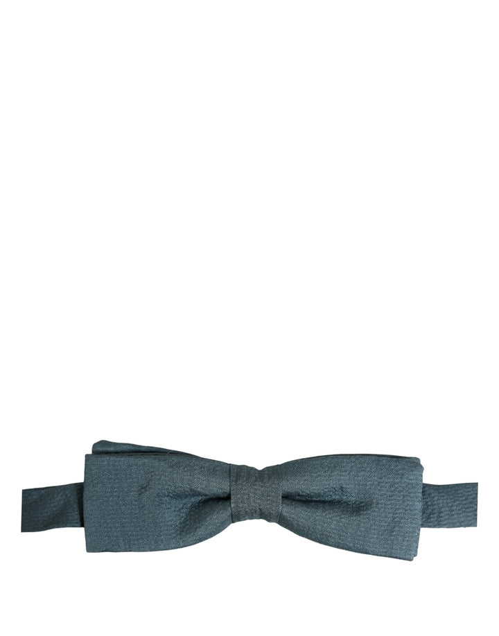 Dolce &amp; Gabbana Men Steel Blue 100% Silk Adjustable Neck Papillon Bow Tie