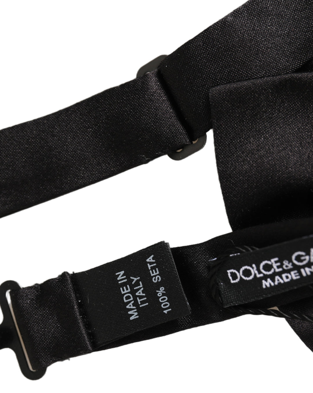Dolce &amp; Gabbana Men Black 100% Silk Adjustable Neck Papillon Bow Tie