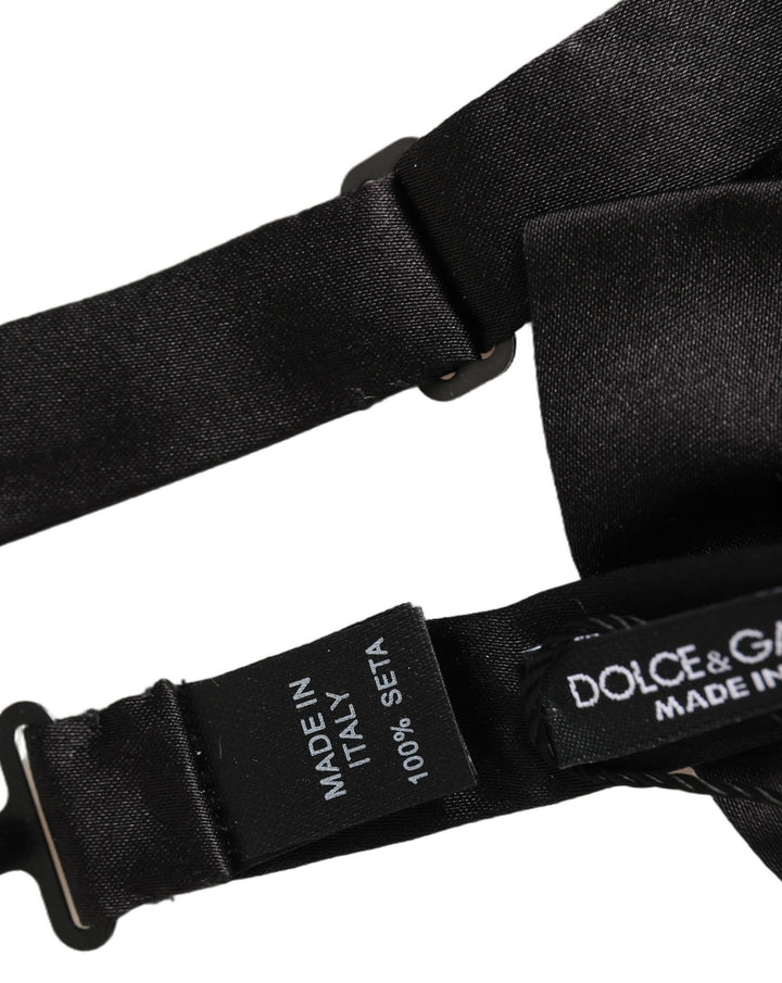 Dolce &amp; Gabbana Men Black 100% Silk Adjustable Neck Papillon Bow Tie