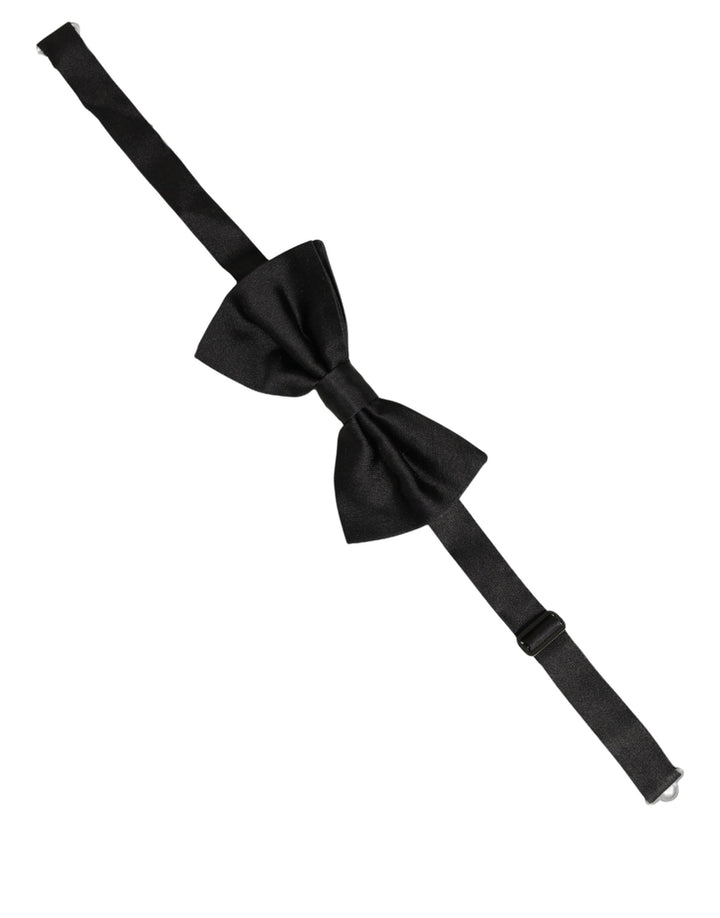 Dolce &amp; Gabbana Men Black 100% Silk Adjustable Neck Papillon Bow Tie