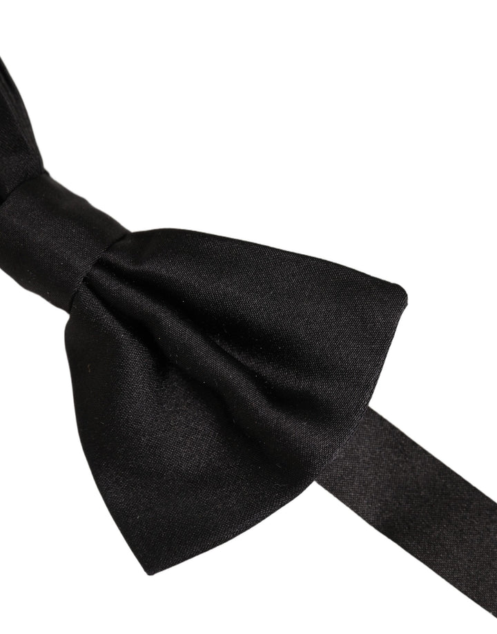 Dolce &amp; Gabbana Men Black 100% Silk Adjustable Neck Papillon Bow Tie