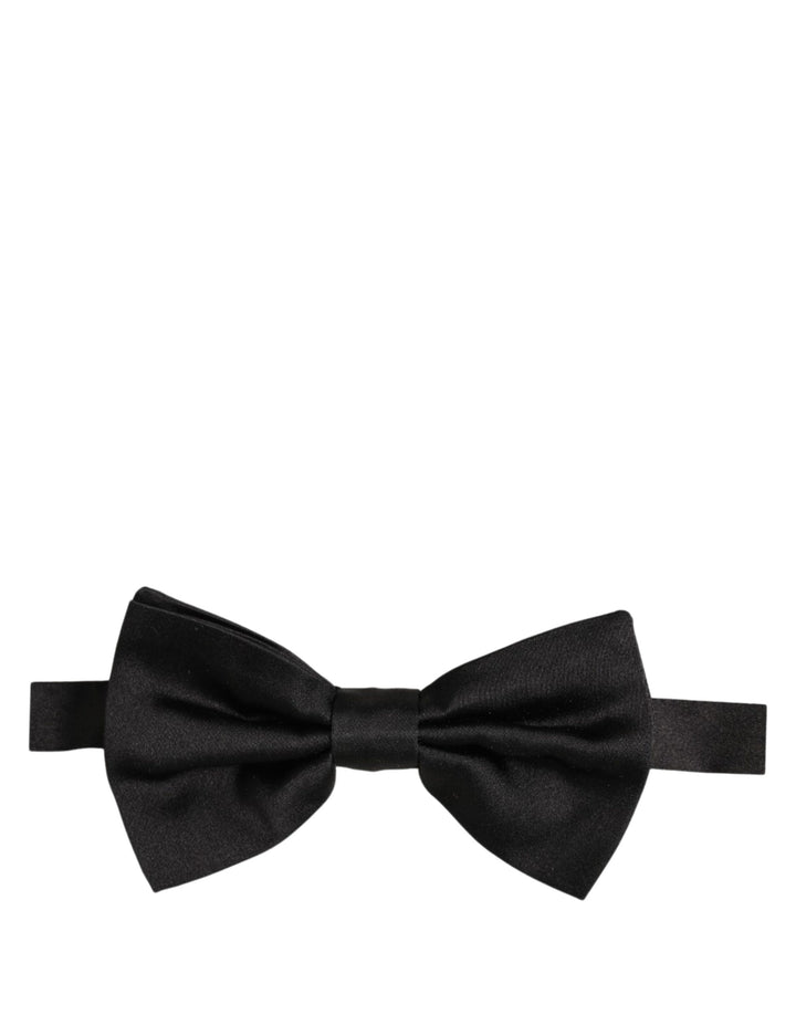 Dolce &amp; Gabbana Men Black 100% Silk Adjustable Neck Papillon Bow Tie