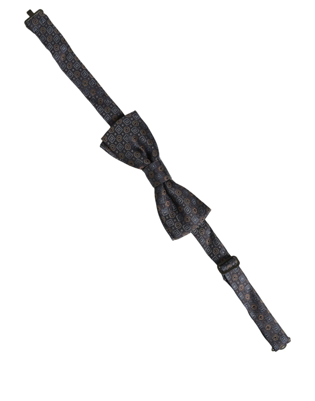 Dolce &amp; Gabbana Men Dark Gray Geometric Adjustable Neck Bow Tie
