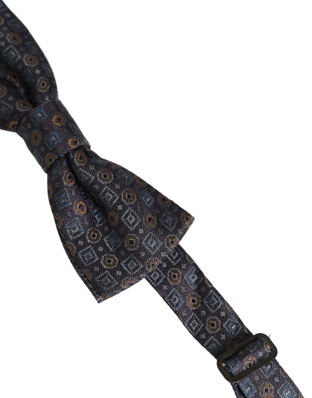 Dolce &amp; Gabbana Men Dark Gray Geometric Adjustable Neck Bow Tie