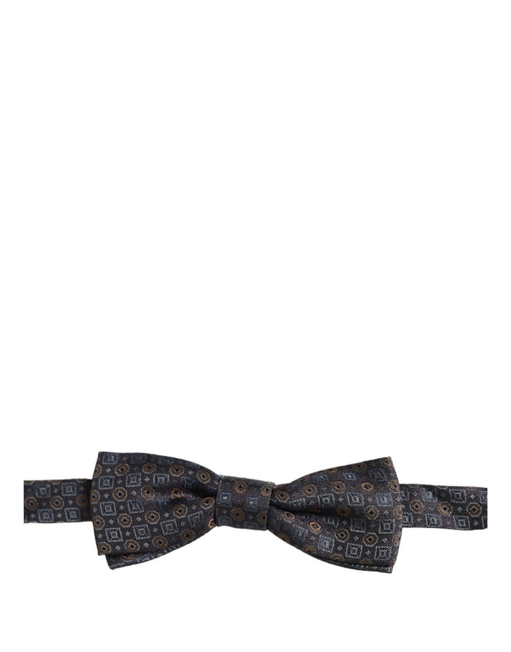 Dolce &amp; Gabbana Men Dark Gray Geometric Adjustable Neck Bow Tie