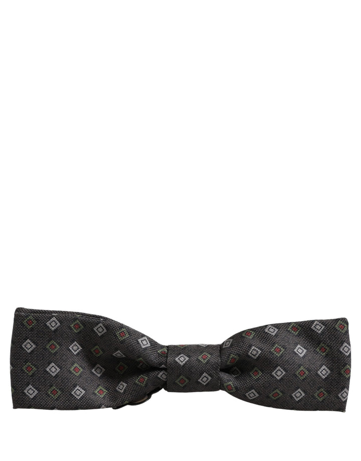 Dolce &amp; Gabbana Men Dark Gray Geometric Adjustable Bow Tie