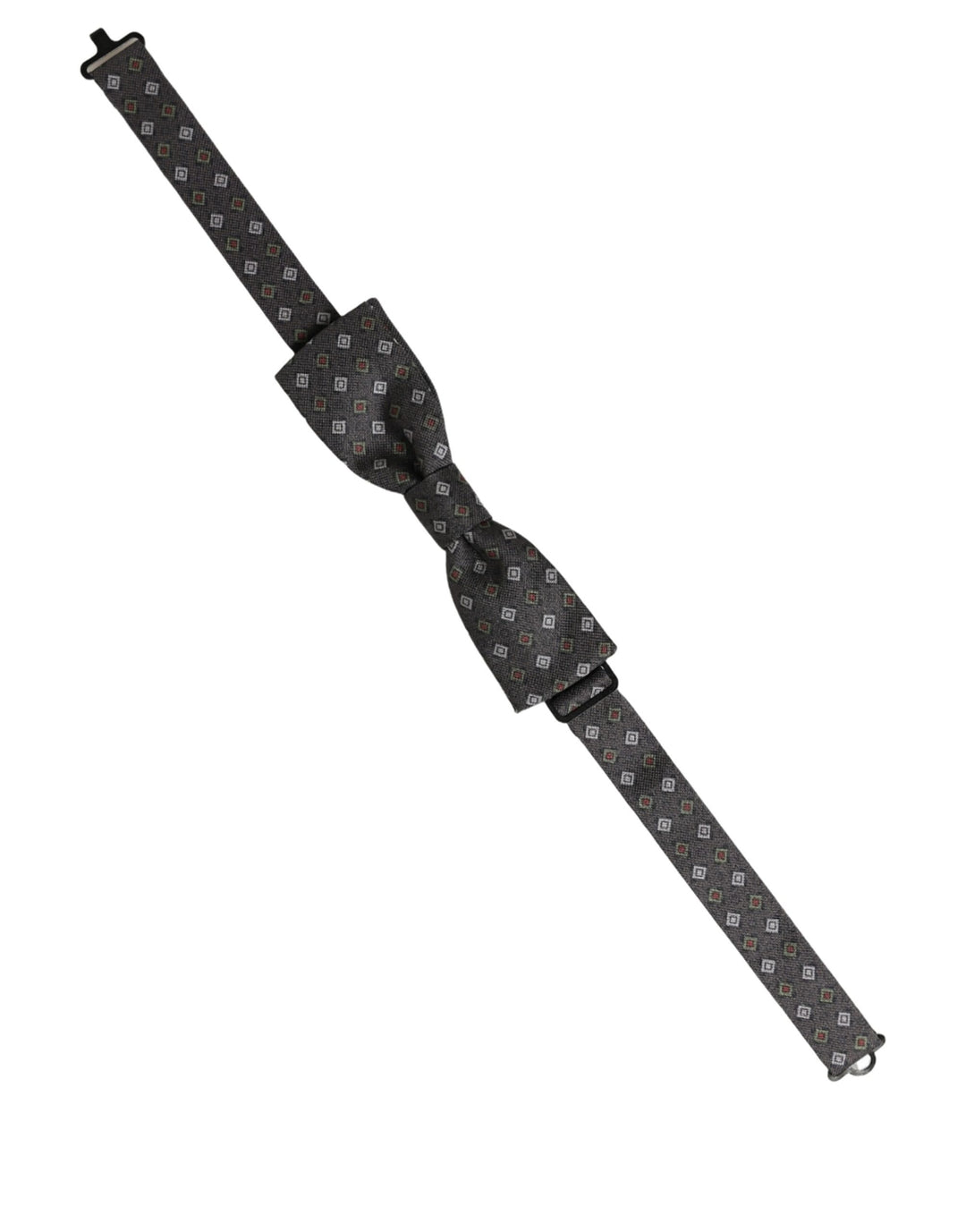 Dolce &amp; Gabbana Men Dark Gray Geometric Adjustable Bow Tie