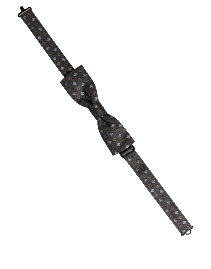 Dolce &amp; Gabbana Men Dark Gray Geometric Adjustable Bow Tie
