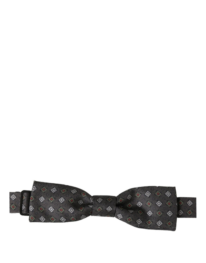 Dolce &amp; Gabbana Men Dark Gray Geometric Adjustable Bow Tie