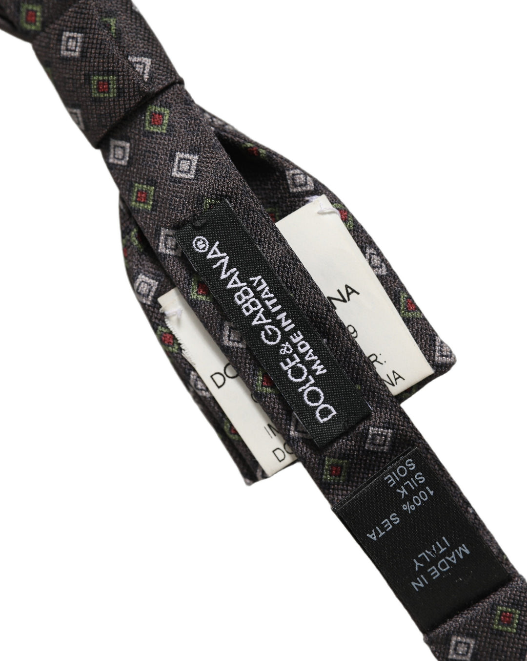 Dolce &amp; Gabbana Men Dark Gray Geometric Adjustable Bow Tie