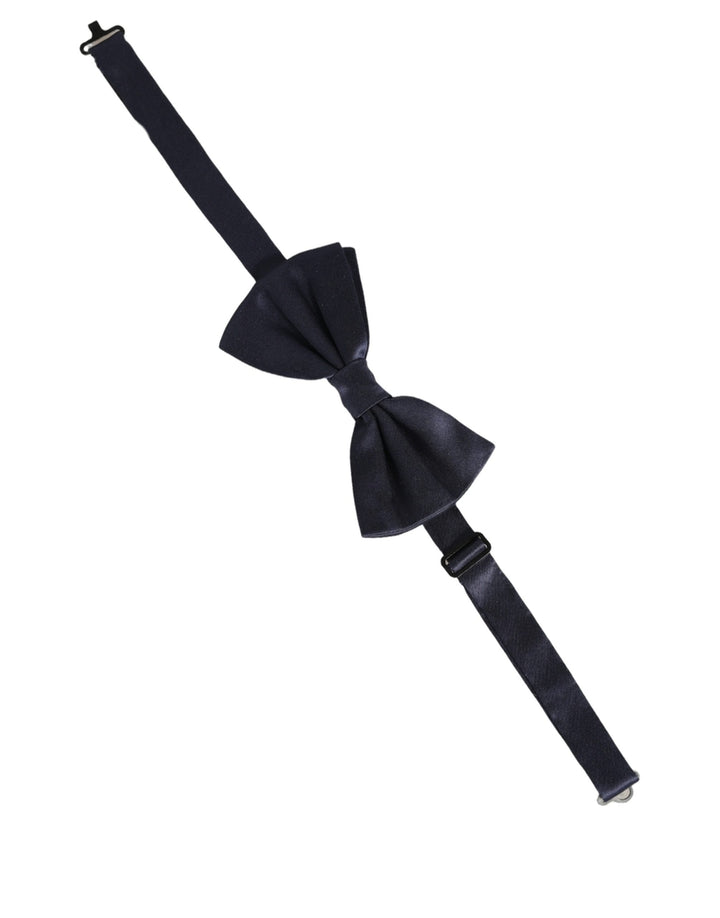 Dolce &amp; Gabbana Dark Blue 100% Silk Adjustable Neck Papillon Bow Tie