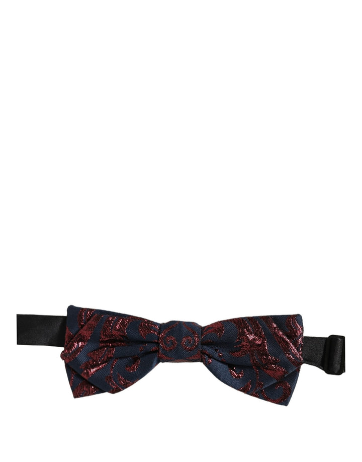 Dolce &amp; Gabbana Men Blue Red Paisley Adjustable Neck Papillon Bow Tie