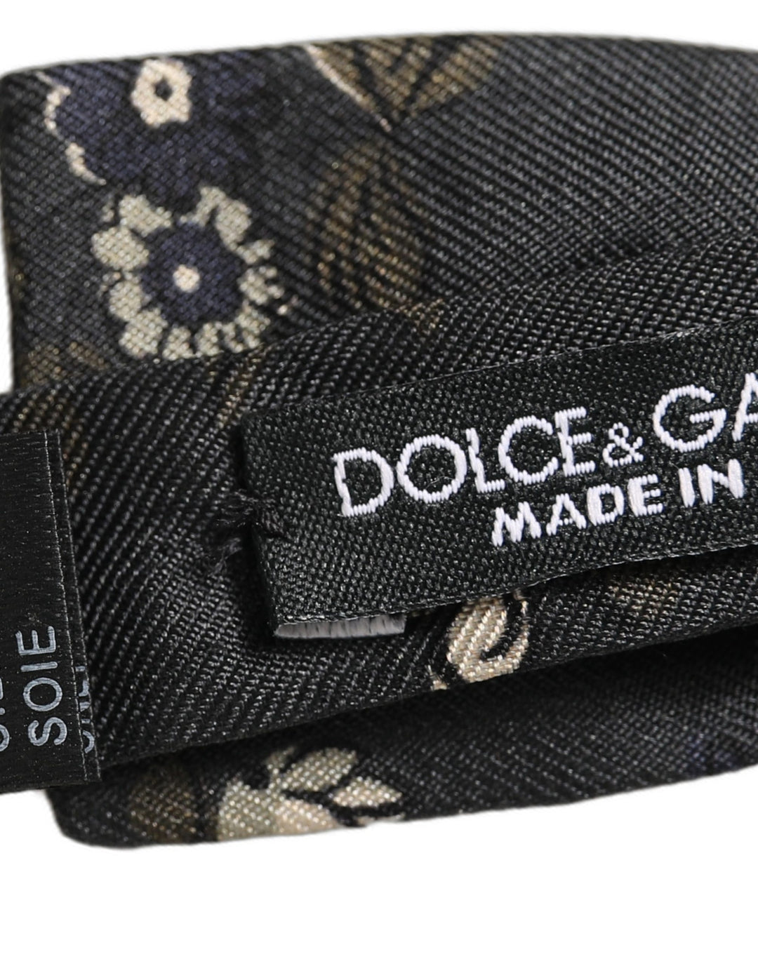 Dolce &amp; Gabbana Men Black Floral Silk Adjustable Neck Papillon Bow Tie