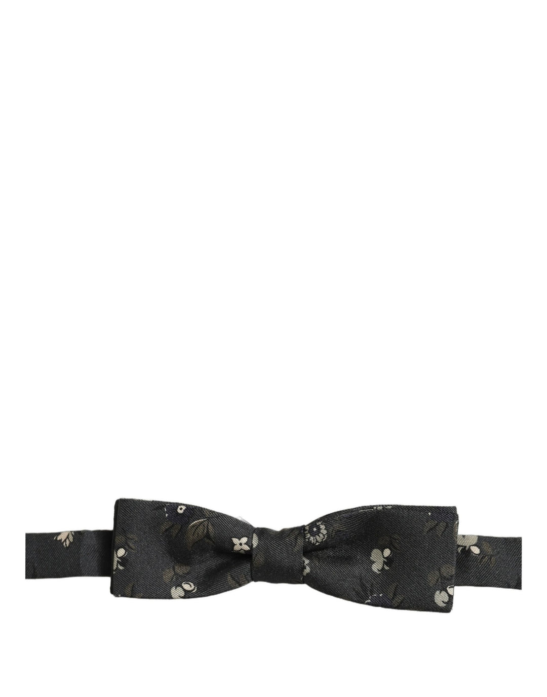 Dolce &amp; Gabbana Men Black Floral Silk Adjustable Neck Papillon Bow Tie