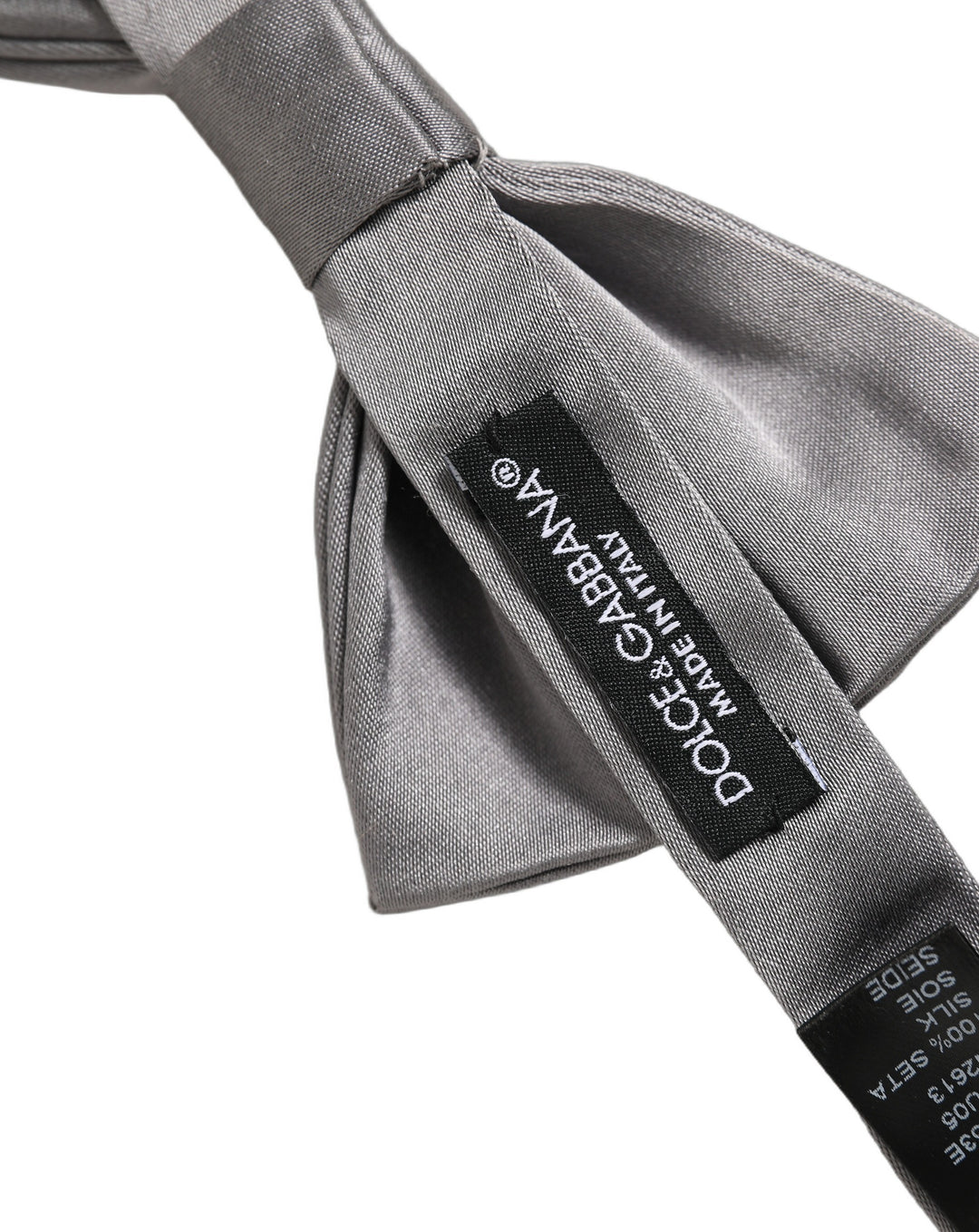 Dolce &amp; Gabbana Men Gray 100% Silk Adjustable Neck Papillon Bow Tie