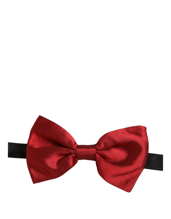 Dolce &amp; Gabbana Men Black Red Silk Adjustable Neck Papillon Bow Tie
