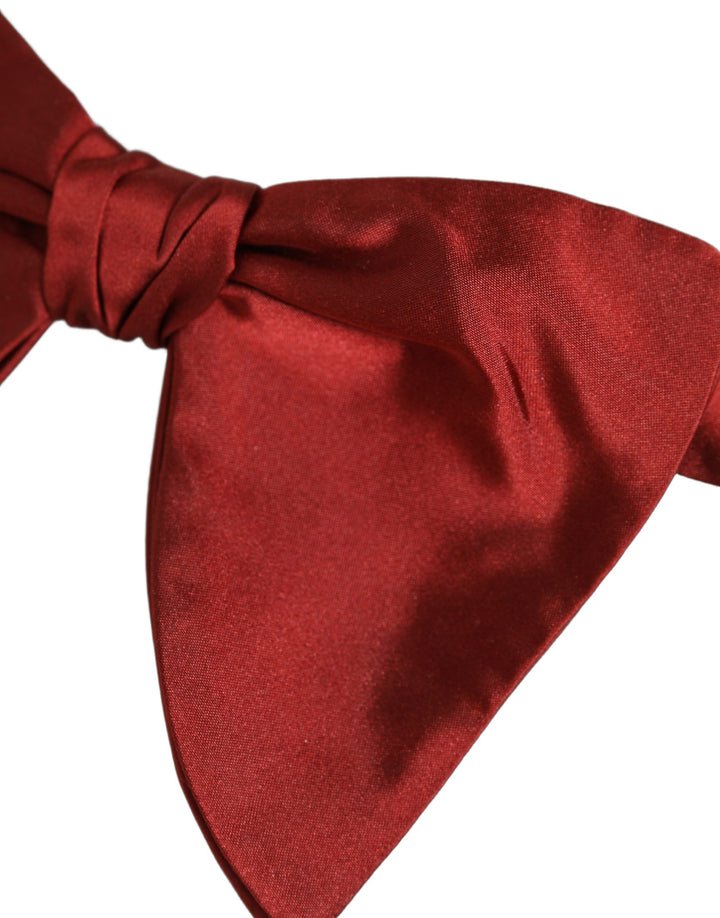 Dolce &amp; Gabbana Men Red 100% Silk Adjustable Neck Papillon Bow Tie