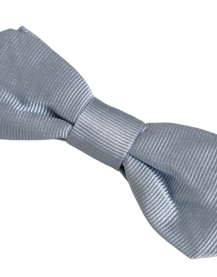 Dolce &amp; Gabbana Men Light Blue Silk Adjustable Neck Papillon Bow Tie