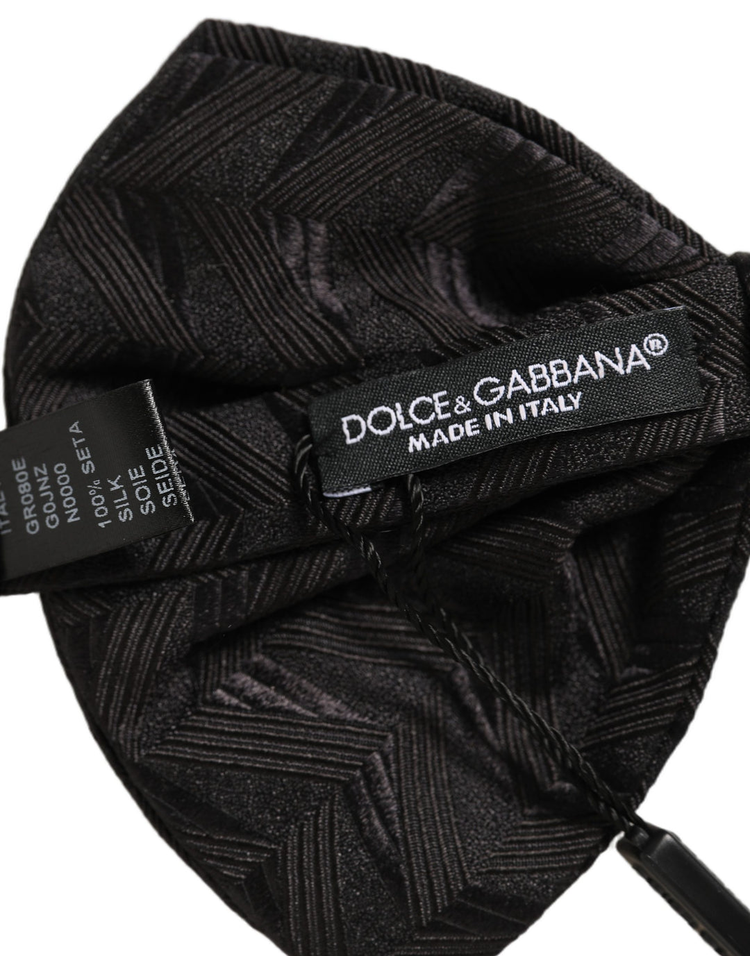 Dolce &amp; Gabbana Men Black Patterned Adjustable Neck Papillon Bow Tie