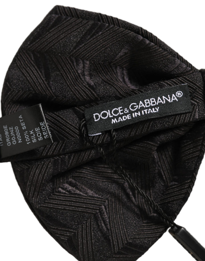 Dolce &amp; Gabbana Men Black Patterned Adjustable Neck Papillon Bow Tie