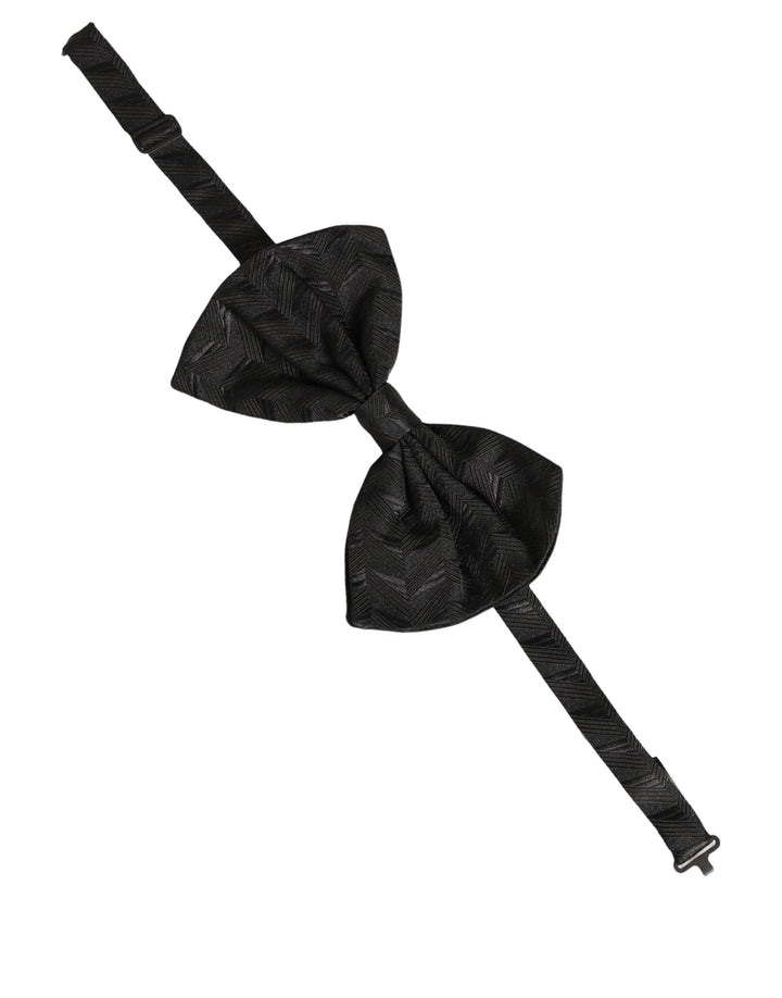 Dolce &amp; Gabbana Men Black Patterned Adjustable Neck Papillon Bow Tie