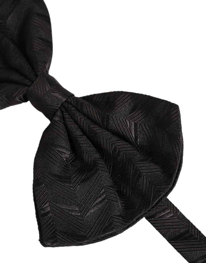 Dolce &amp; Gabbana Men Black Patterned Adjustable Neck Papillon Bow Tie