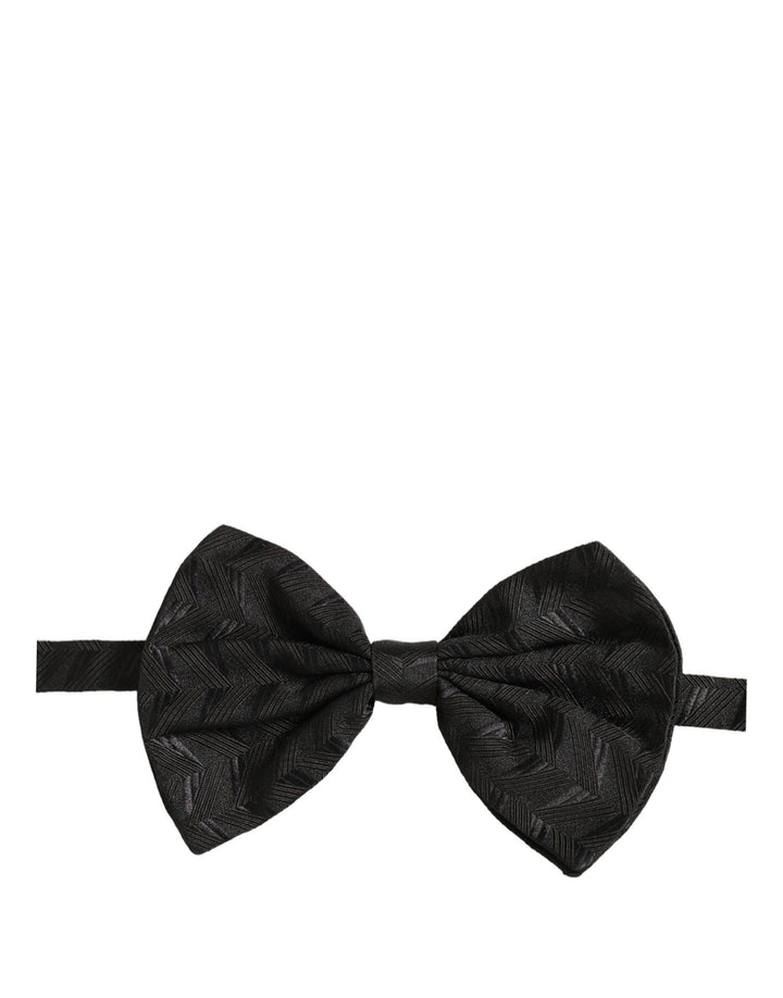Dolce &amp; Gabbana Men Black Patterned Adjustable Neck Papillon Bow Tie