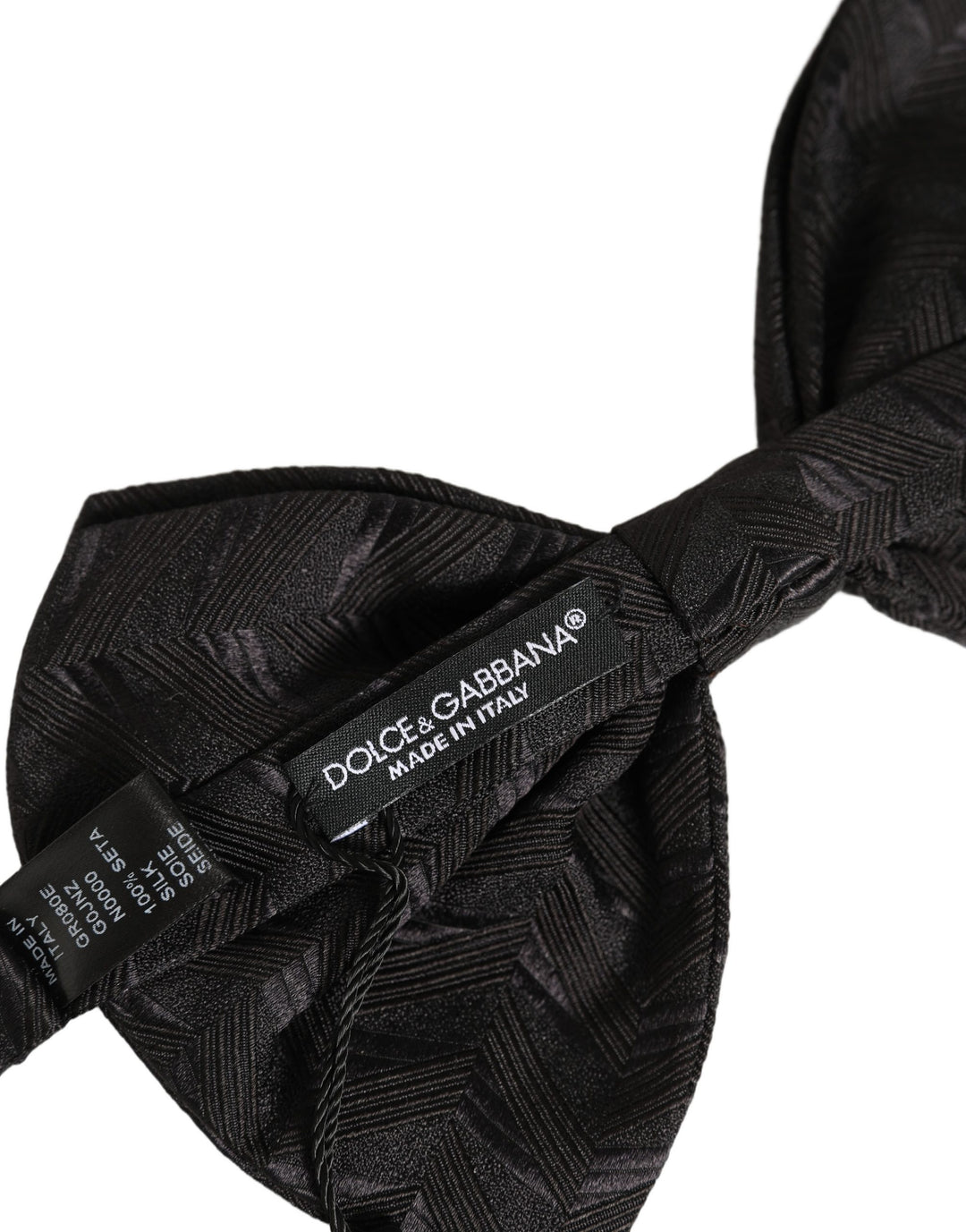 Dolce &amp; Gabbana Men Black Patterned Adjustable Neck Papillon Bow Tie