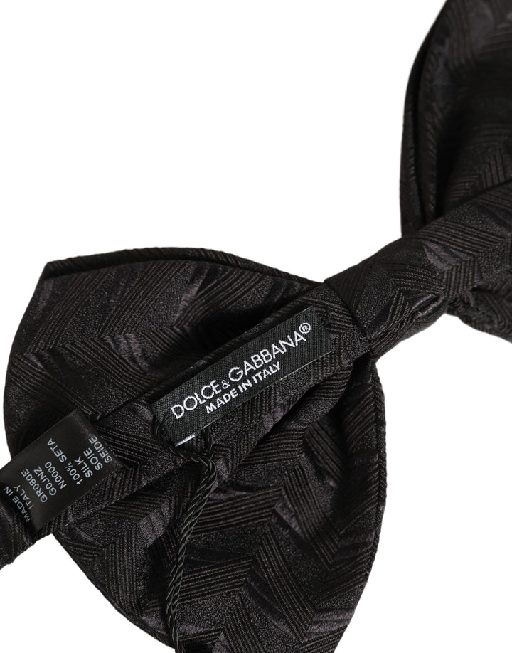 Dolce &amp; Gabbana Men Black Patterned Adjustable Neck Papillon Bow Tie