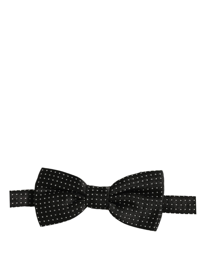 Dolce &amp; Gabbana Men Dark Gray White PolkaDot Adjustable Bow Tie