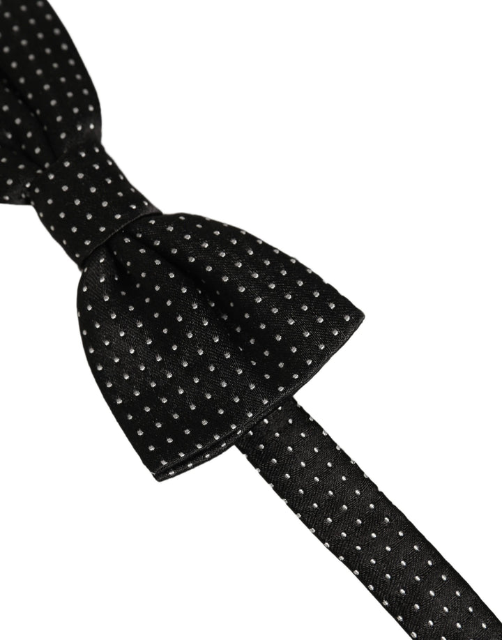 Dolce &amp; Gabbana Men Black White PolkaDot Adjustable Bow Tie