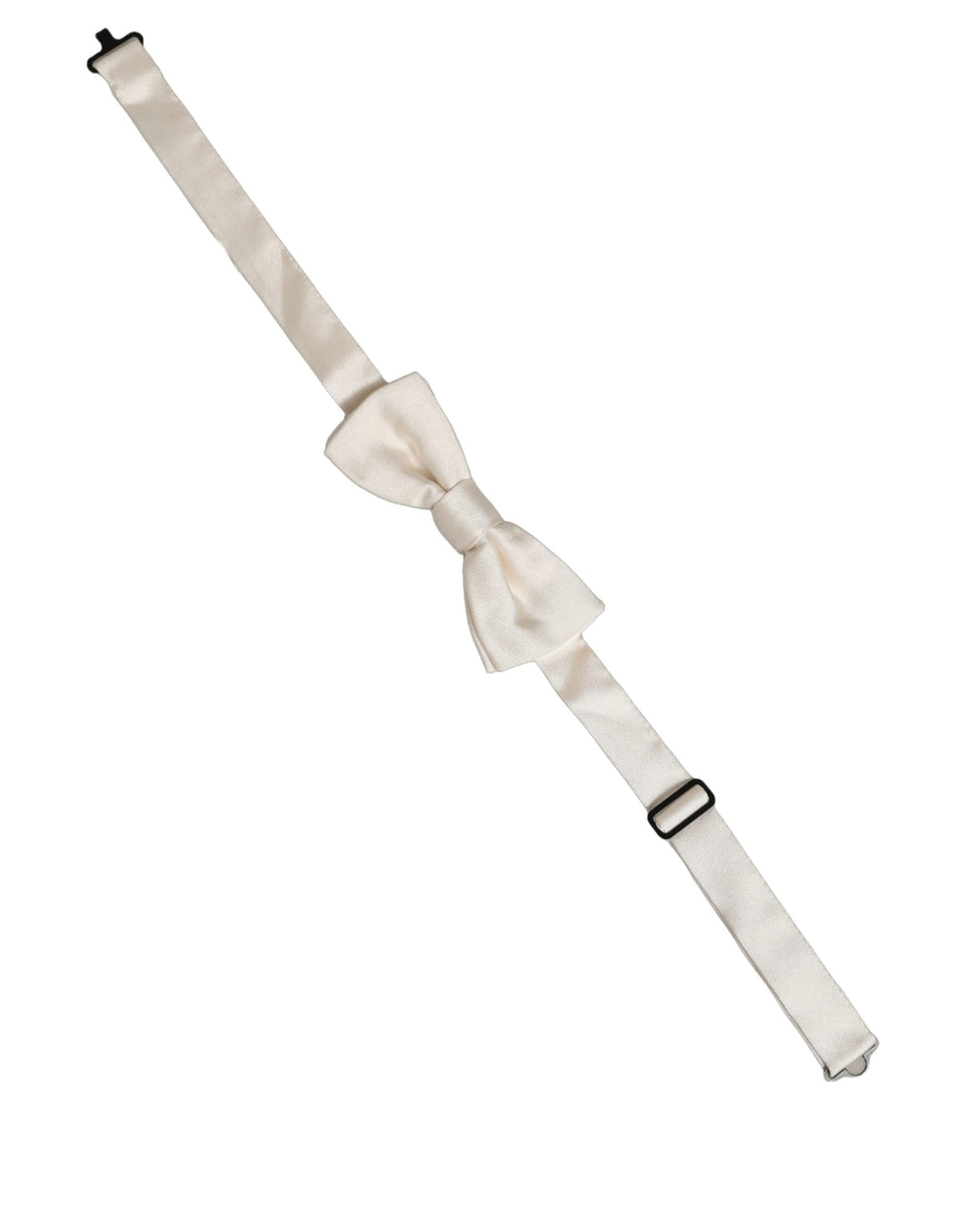 Dolce &amp; Gabbana Men Off White 100% Silk Adjustable Neck Papillon Bow Tie