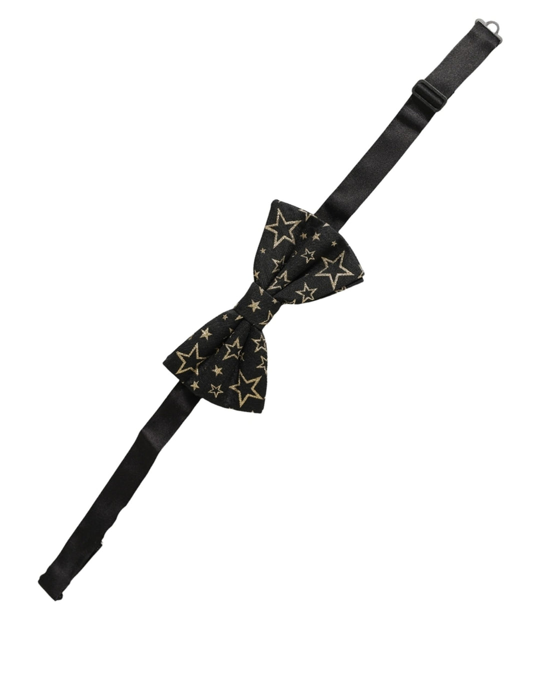 Dolce &amp; Gabbana Men Black Star 100% Silk Adjustable Neck Papillon Bow Tie