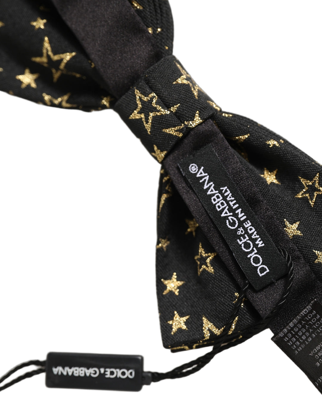 Dolce &amp; Gabbana Men Black Star 100% Silk Adjustable Neck Papillon Bow Tie